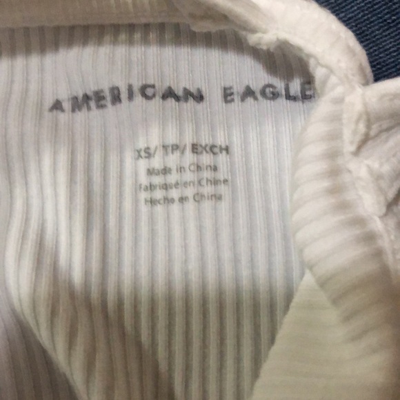 American Eagle white asymmetric one shoulder cutout ribbed body suit - Picture 3 of 4